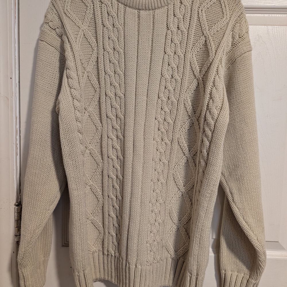 Oakton Limited Edition Cream Crewneck Cable Knit Sweater